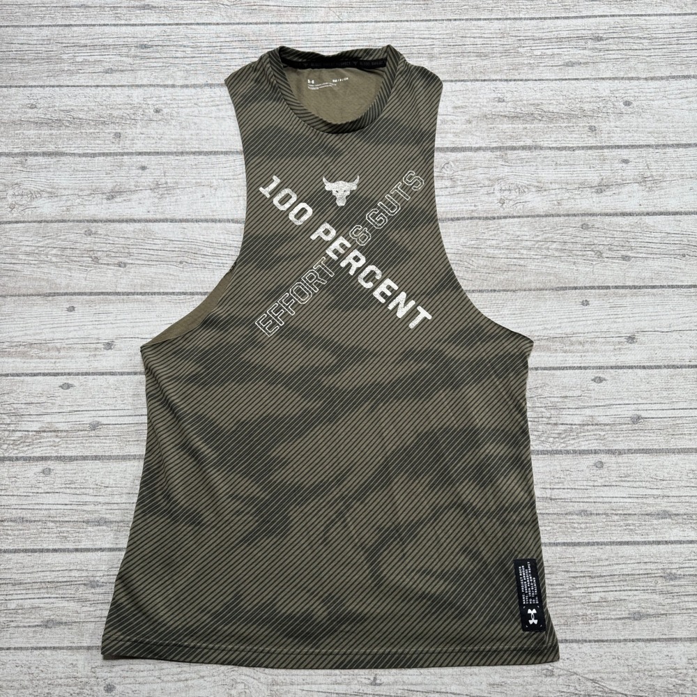 Under Armour Muscle Tank Men's Small Green Effort & Guts Sleeveless Project Rock
